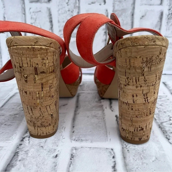 Mix No. 6 Latika Women Open Toe Orange Platform Chunky Heel Sandal. Size: 8 - Picture 4 of 11